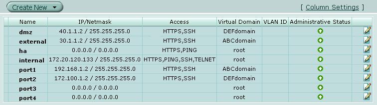 Using VDOMs in NAT/Route mode Example VDOM configuration To configure the DEFdomain interfaces - web-based manager 1 Ensure you are in global mode by selecting << Global if required.