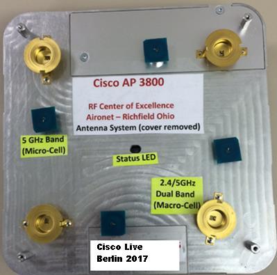 AP2800/3800 I series antenna system (cover removed) Previously in the controller Access Point radios were defined as Radio 0 = 2.4 GHz <OR> 5 GHz Radio 1 = 5.