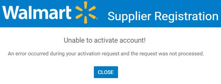 Unable to activate account error the activation fails due to a system error.