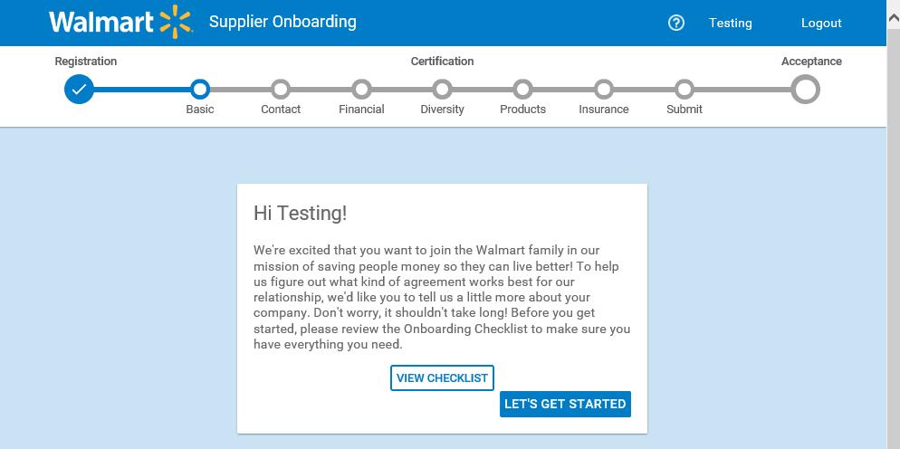 to complete the supplier onboarding process 5 On the Supplier Onboarding page, click to begin entering or