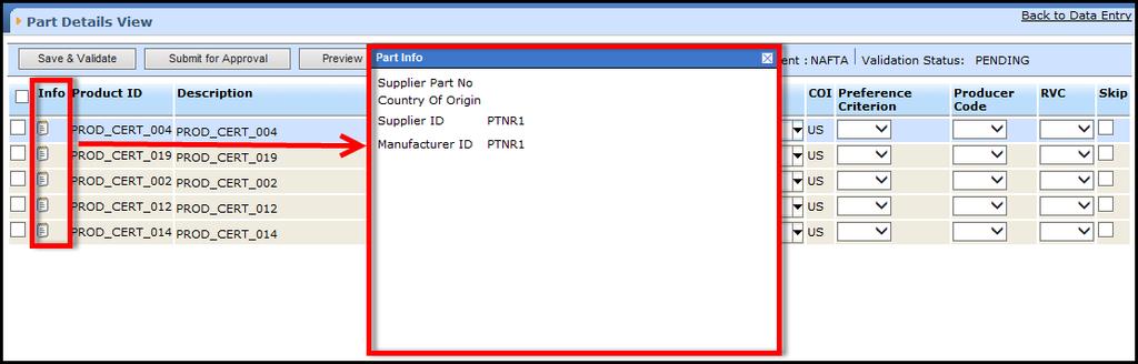 For each part the user should enter the FTA data into the fields.