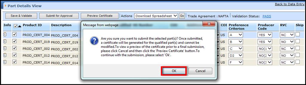 The Skip checkbox next to each of the Product Line may be utilized to skip submission of Product Should only be used if not able to produce full product information for product to be submitted with