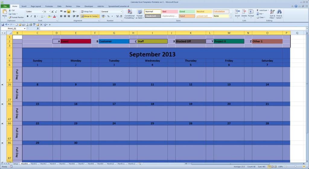 To print a monthly calendar select Print_01, Print_02, etc.