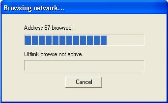The following pop-up window appears while RSNetWorx browses the network.