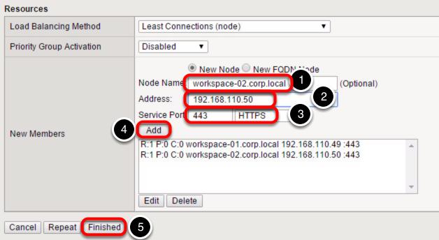 (2) Select the "New Node" radio button (3) Node Name: workspace-01.corp.