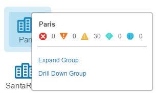 To open a group or subgroup: On the topology map, click a group icon, and then, in the pop-up window, click Drill Down Group.