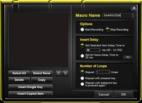 E Profile specific settings: Assign Program LED Settings Reset Profile Link a profile with up to five games or applications. Setting the illumination color, lighting effect and brightness.
