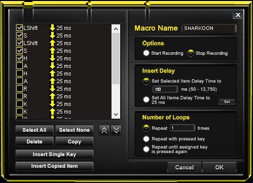 8.2.2 Edit Macro Each keystroke and delay time can be edited, adjusted or deleted in the Macro Manager. In addition, the macro loop can be set.