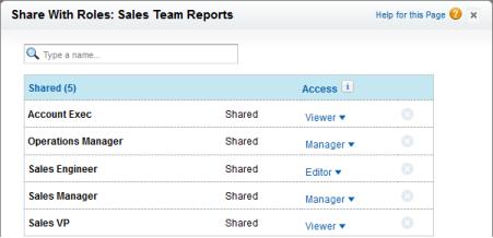 Access Levels for Report and Dashboard 4. Click Done, review your changes, and click Close.