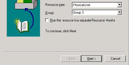 In the Resource type field, choose Physical Disk from the drop-down menu.