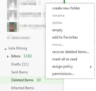 on the messages To get messages back from the Deleted Items folder or un-delete them: 1. Click on the Deleted Items folder and 2. Select the message to un-delete 3.