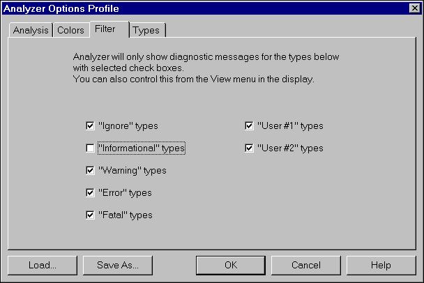 Filtering Diagnostic Messages (Optional Exercise) You can hide or filter the display of diagnostic message types. Filtering lets you view or print only the message types that you choose. 1.
