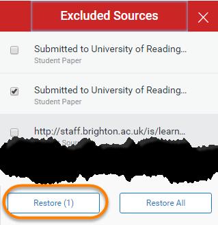 View the excluded sources and restore sources To see the sources which have been removed from a report: 1.