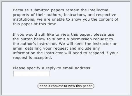 Request to see a student paper from another module or institution.