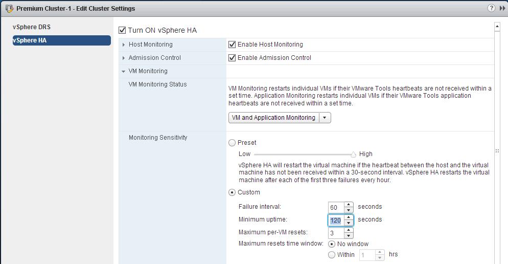 Figure 28. Virtual machine Restart Priority Response settings vsphere HA monitoring When you create a vsphere HA cluster, a single vsphere ESXi host is automatically elected as the master host.