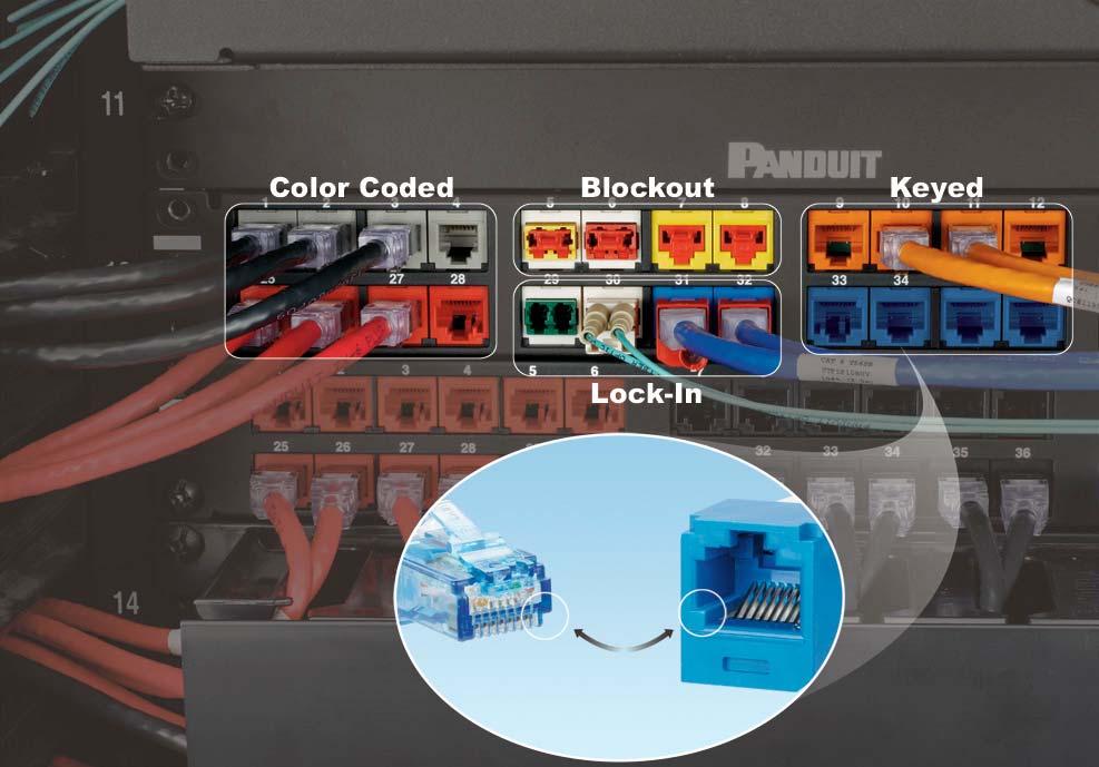 Figure 5. Color-coding on PANDUIT Keyed solutions visually distinguishes discrete networks to help prevent unauthorized connections across the physical infrastructure.