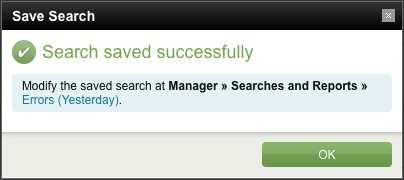 At a minimum, a saved search includes the search string and the time range associated with the search, as