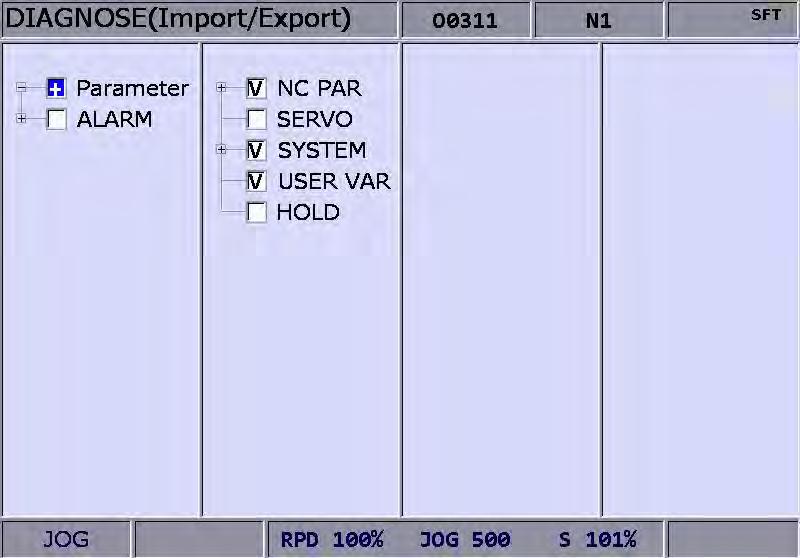 NC300 Chapter 8: DGN group 8.9 Export Export function: System parameters may be regulated to meet the requirements of different scenarios during actual application.