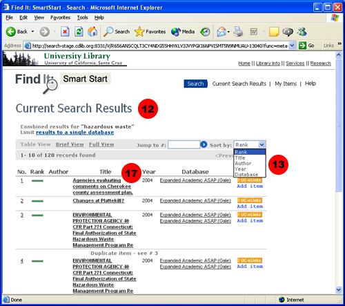 Initial Search Results View 12. Add source/citation information and format to initial search results view. 13.