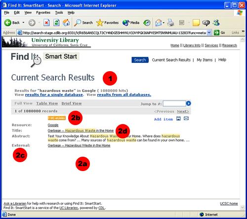 Google Result Full View 1. Remove Google from the list of databases searched by FindIt. 2. If Google remains, a. include URL in search results record, b.