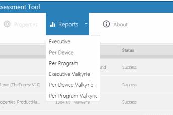 Executive / Executive Valkyrie Report Top level summary of scan results Per Device / Per Device Valkyrie Report Scan results per device scanned.