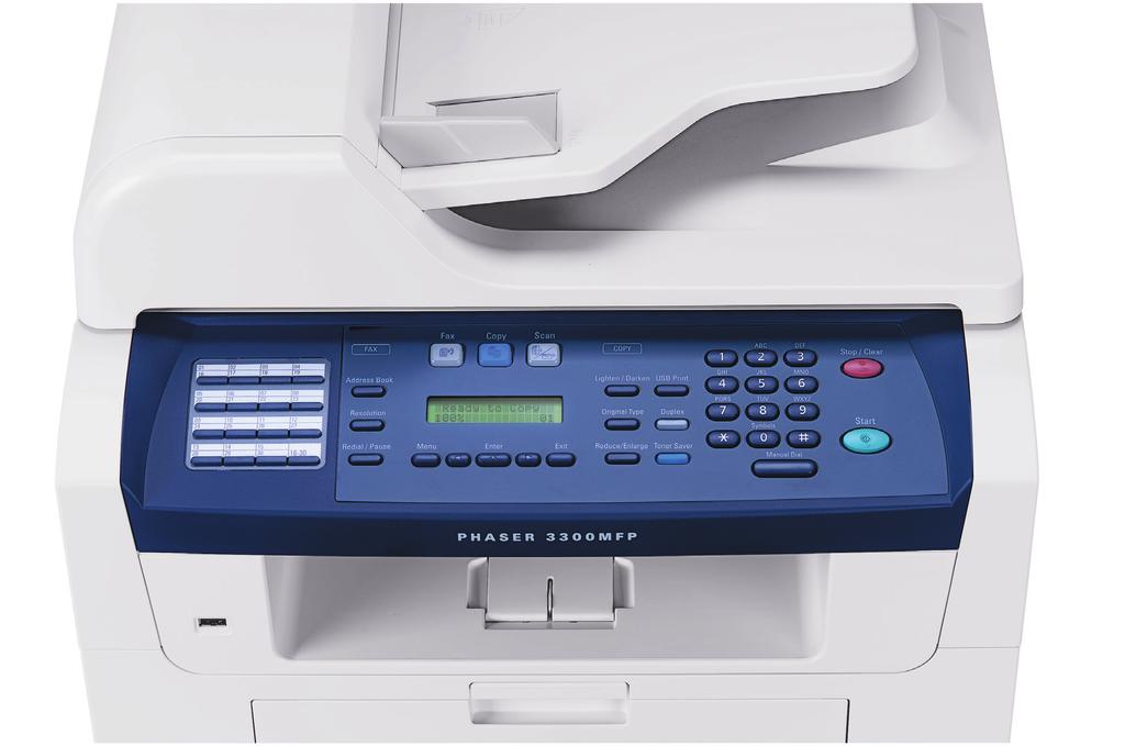 Ease of Use The front panel interface on the Phaser 3300MFP offers simple access to copy, scan, fax and administration features.