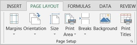 You can also launch the Page Setup dialog box and find more commands for the tab. It is easier to use the Page Layout View at the bottom right corner to insert the Headers and the Footers visually.