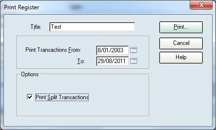 Select print split transactions (a tick will appear in the box). Then press Print.