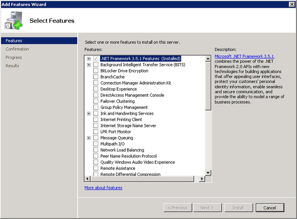 Installing Key Management Server On-Premises Install.NET Framework and Activate WCF Follow the steps in this task to install Microsoft.NET Framework 3.5.1, activate WCF, and install.
