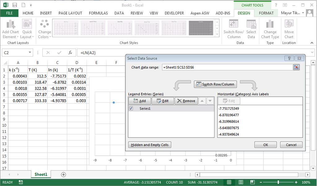 To switch X and Y axis, right click on the graph anywhere and among the list of options select Select Data.