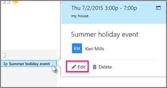 Modify a meeting request or appointment 1. In the calendar, select the calendar event, such as a meeting or appointment, and click Edit. 2.