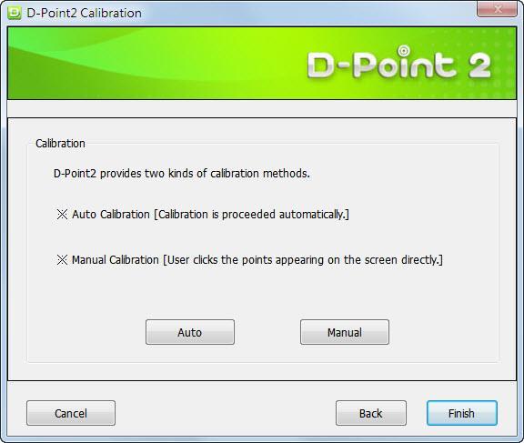 5.3 D-Point 2 Calibration D-Point 2 provides two kinds of calibration methods, Auto Calibration and Manual