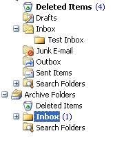 13. The contents of the archived Inbox folder are displayed in the Display Pane.
