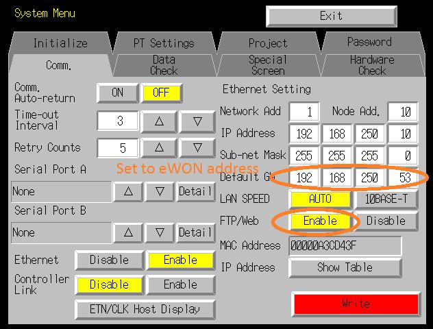 Configure NS Panel Enable FTP/WEB connection to the screen by entering NS system menu (press two corners at the same time) press the Ethernet Enable button (even if it is on).