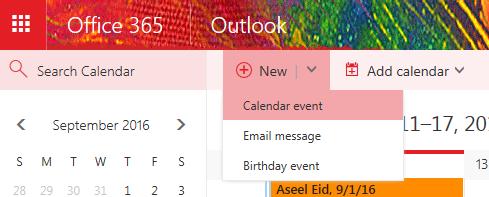 Calendars: Create an Event Under Details, add a title, location, and start and end dates and times.