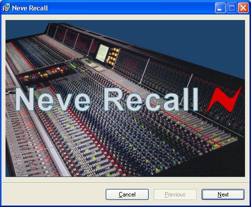 Installation for PC 7 - Recall Software Installation Neve Recall software allows settings from the 8801 to be stored on a PC or Mac and recalled for later