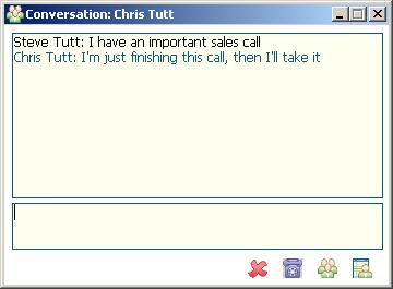 Instant Message Dialogue Box Enter text in the bottom dialogue window and press Enter or click Send Message Clicking will end the conversation and close the Dialogue Box When a user closes the Unity