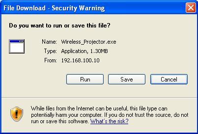 6) When the File Download appears below, click Run to execute the installation program.