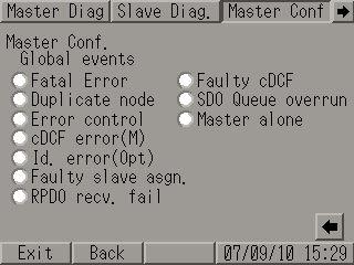 The Master Diagnostics screen includes status