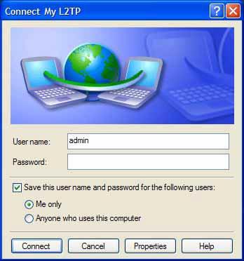 Setup Scripts for L2TP/IPSec on Windows 2000 or XP Figure 4-7. Desktop Shortcut Step 6. Double-click the Shortcut to My L2TP icon. The My L2TP connection window appears. Step 7.
