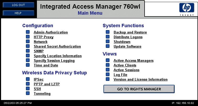 Configuring Security on the 700wl Series Configuring the Rights Manager for IPSec Do the following to configure the Rights Manager: Step 1.