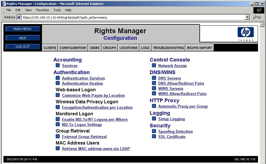 Configuring Security on the 700wl Series Configuring the Rights Manager for PPTP Do the following to configure the Rights Manager: Step 1.
