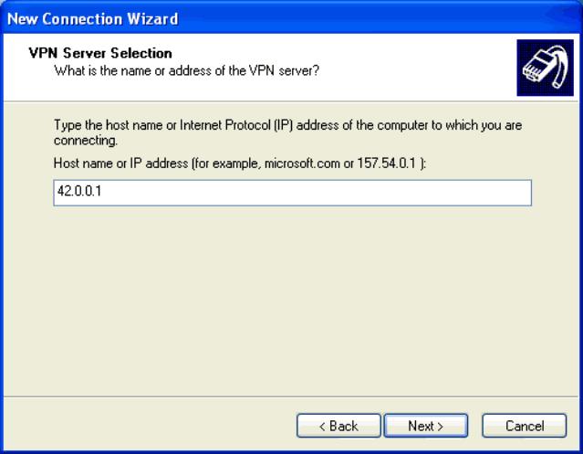 Step 7. Enter the IP address of the VPN server in the Host name or IP address text box. In this case, the internal address 42.0.