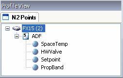 16 FX Tools Software Package FX CommPro N2 User s Guide Profile View The Profile View contains a tree that shows the application N2