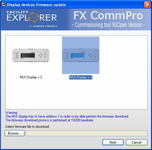 FX Tools Software Package FX CommPro N2 User s Guide 35 Downloading Firmware File to Medium User Interface To download a firmware file to an MUI: 1. Click the Open Connection toolbar icon.