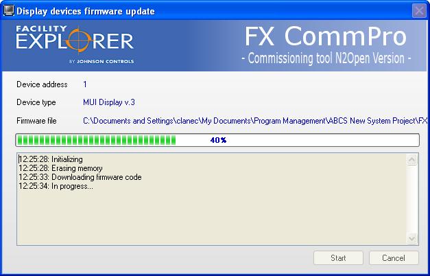 36 FX Tools Software Package FX CommPro N2 User s Guide 8. Click Open. The Display Devices Firmware dialog box reappears. 9. Click Next. The progress window appears. 10.
