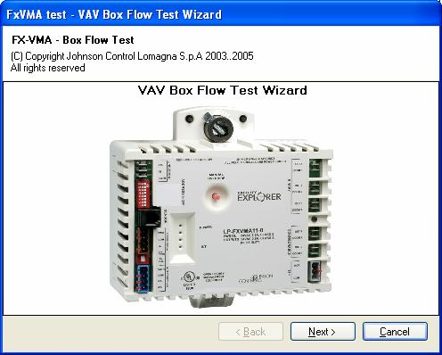 FX Tools Software Package FX CommPro N2 User s Guide 51 Figure 74: FXVMA Box Flow Test 3. Click Next. Step 1 of the Box Flow Test Wizard appears (Figure 75). 4.