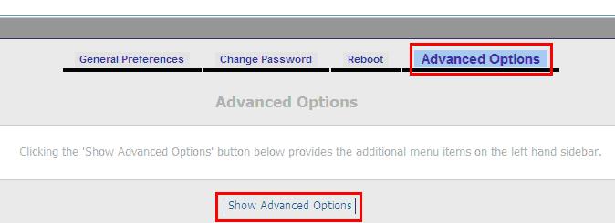 show Advanced Options then the advanced options will be showed in