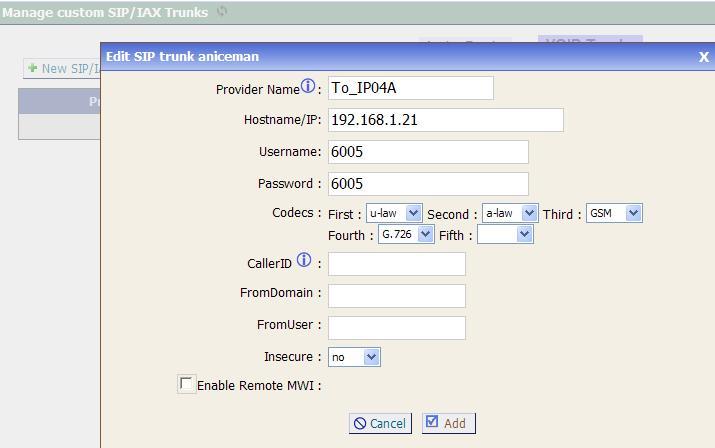 Step 2: Set up an IAX trunk in IPPBXB to link to IPPBXA via this User_IPPBXB extension.