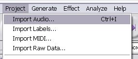 Importing audio and working with Multiple Tracks Importing your Theme Music 1) From the Project menu, select Import Audio. 2) Browse for the audio file you would like to import.